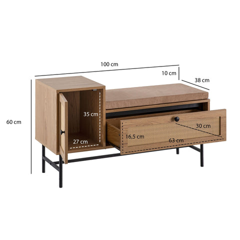 Rootz Cloakroom Bench - Entryway Seating - Hallway Storage - Extra Storage & Modern Design - 100cm x 60cm x 38cm