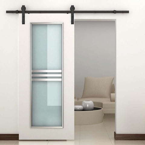 Rootz Rustic Sliding Door Hardware Kit - Barn Door Track - Carbon Steel - Space-Saving - 200cm x 4cm x 0.6cm - Stylish Home Upgrade