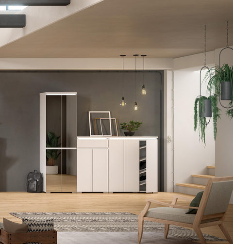 Rootz Shoe Cabinet - Shoe Storage Organizer - Entryway Shoe Rack - Wood Material - White - Approx. 60x194x40 cm