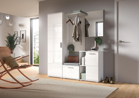 Rootz White Mirror Cabinet - Wardrobe - High-Gloss Body - Modern Design - 30cm x 191cm x 37cm