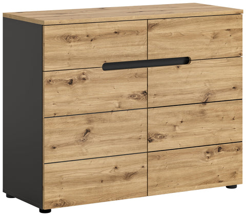 Rootz Canu Wardrobe - Dresser - Gray - Artisan Look - Space-Saving - 100x81x40 cm, Sustainable FSC Certified Furniture.