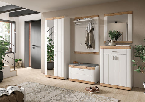 Rootz Wardrobe Set - Closet Unit - Dressing Mirror - ABS Nox Oak Nb. - Space-saving - 73cm x 82cm x 2cm - Sustainable FSC Certified Wood