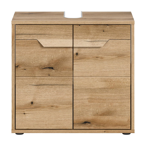 Rootz Evoke Oak Sink Base Cabinet - Washbasin Cabinet - Bathroom Vanity - Natural Wood Look - 64cm x 60cm x 34cm