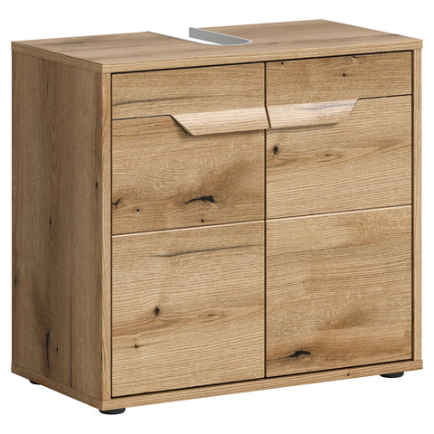 Rootz Evoke Oak Sink Base Cabinet - Washbasin Cabinet - Bathroom Vanity - Natural Wood Look - 64cm x 60cm x 34cm