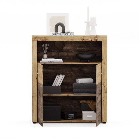 Rootz Highboard - Engineered Wood - Brown - Spacious Storage - 120cm x 85cm x 40cm - Fly in Artisan Oak Nb - Sustainable - FSC Certified