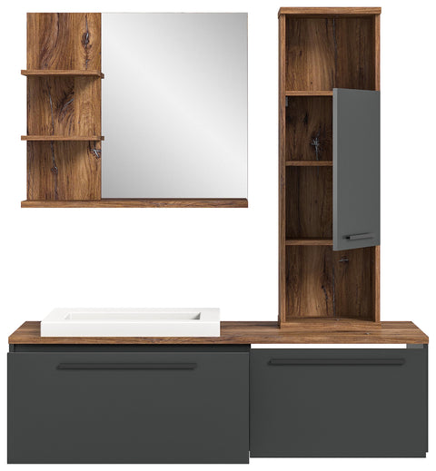 Rootz Wood Bathroom Furniture Set - Gray Vanity - Washroom Suite - Sustainable - FSC Certified - 140cm x 45cm x 60cm