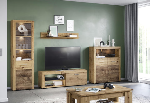 Rootz Highboard - Engineered Wood - Brown - Spacious Storage - 120cm x 85cm x 40cm - Fly in Artisan Oak Nb - Sustainable - FSC Certified