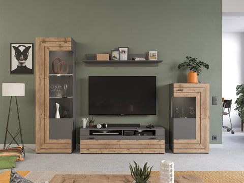 Rootz Wall Shelf - Gray Wall Shelf - Oak Floating Shelves - Timeless Design - 140cm x 22cm x 22cm