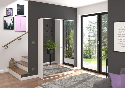 Rootz High-Gloss White Wardrobe Set - Wooden Material - Glossy Finish - Optimal Storage - 122cm x 193cm