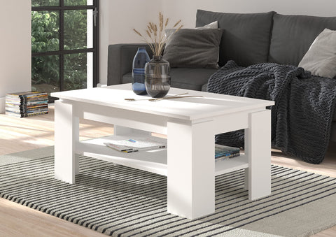 Rootz Titan Coffee Table - Wood Material - White Replica - Systematic Living - 100cm x 45cm x 60cm - FSC Certified, Sustainable Production
