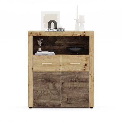 Rootz Highboard - Engineered Wood - Brown - Spacious Storage - 120cm x 85cm x 40cm - Fly in Artisan Oak Nb - Sustainable - FSC Certified
