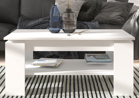 Rootz Titan Coffee Table - Wood Material - White Replica - Systematic Living - 100cm x 45cm x 60cm - FSC Certified, Sustainable Production