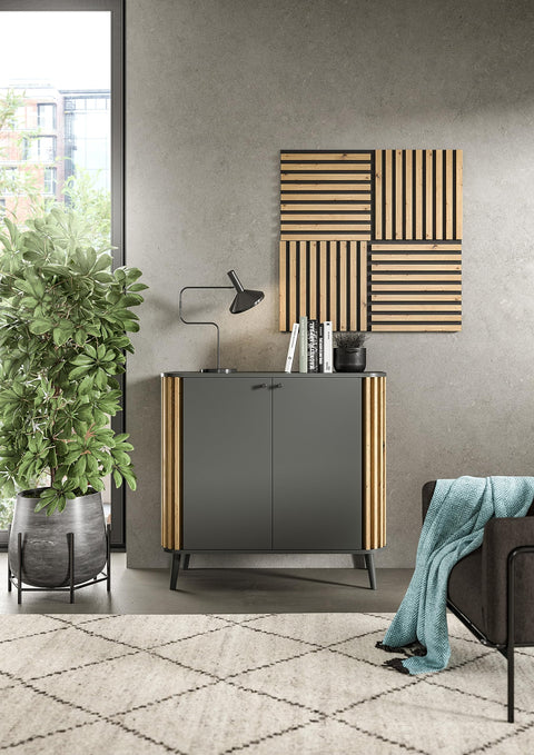 Rootz Acoustic Panel Set - Wooden Soundproof Panels - Brown Finish - 40cm x 40cm - Artisan Oak Nb. - FSC Certified - Modular Furniture