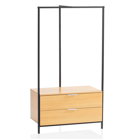 Rootz Modern Wardrobe - Clothes Cabinet - Closet - Oak Decor - Clothes Rail - Chest of Drawers - Practical Storage - Scratch-Resistant - Water-Repellent - 85cm x 152cm x 44cm