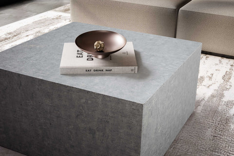 Rootz Minimalist Coffee Table - Square Table - Storage Table - Matt Concrete Look - 60cm x 60cm x 30cm - Scratch-Resistant Melamine Coating