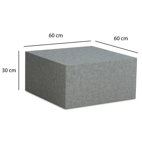 Rootz Minimalist Coffee Table - Square Table - Storage Table - Matt Concrete Look - 60cm x 60cm x 30cm - Scratch-Resistant Melamine Coating