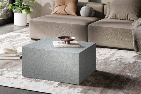 Rootz Minimalist Coffee Table - Square Table - Storage Table - Matt Concrete Look - 60cm x 60cm x 30cm - Scratch-Resistant Melamine Coating