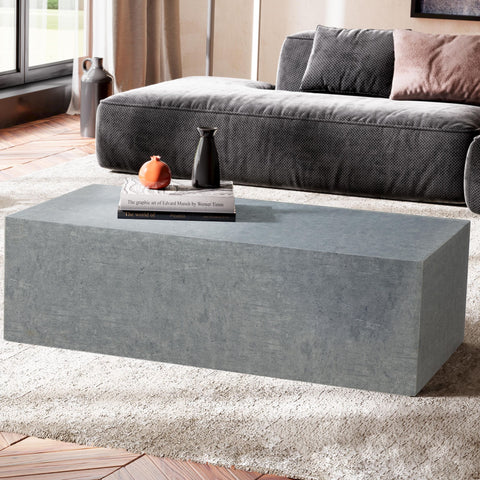 Rootz Minimalist Coffee Table - Rectangular Design - Concrete Look - 100cm x 50cm x 30cm - Foiled MDF - Scratch-Resistant Melamine Coat