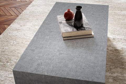 Rootz Minimalist Coffee Table - Rectangular Design - Concrete Look - 100cm x 50cm x 30cm - Foiled MDF - Scratch-Resistant Melamine Coat