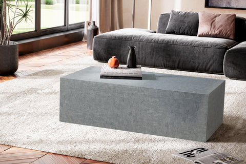 Rootz Minimalist Coffee Table - Rectangular Design - Concrete Look - 100cm x 50cm x 30cm - Foiled MDF - Scratch-Resistant Melamine Coat