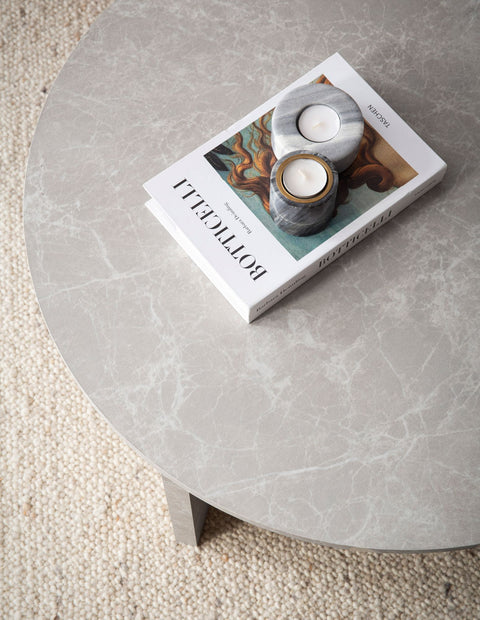 Rootz Coffee Table - Modern Table - Round Table - Anti-Slip - 70cm x 70cm x 33cm -  Grey  Look MDF