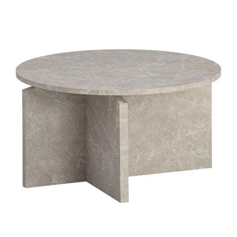 Rootz Modern Round Coffee Table - Accent Table - Grey Look Table - Anti-Slip Pads - 60cm x 60cm x 33cm