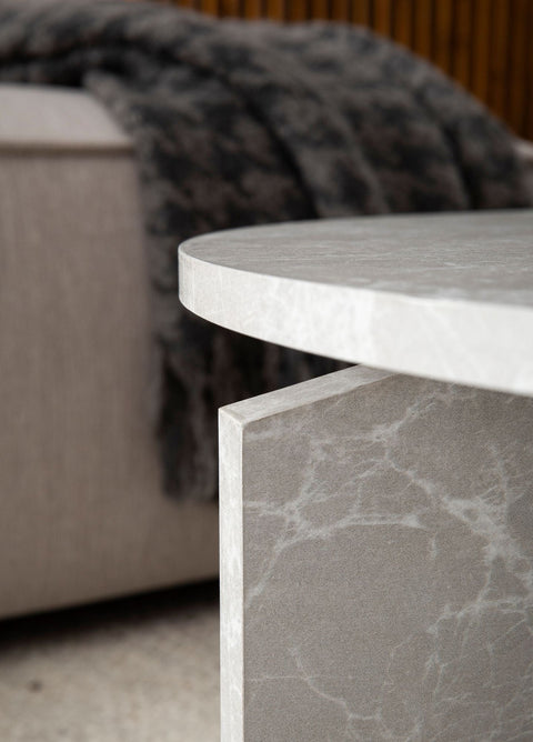 Rootz Modern Round Coffee Table - Accent Table - Grey Look Table - Anti-Slip Pads - 60cm x 60cm x 33cm