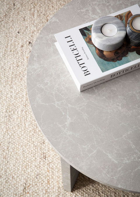 Rootz Modern Round Coffee Table - Accent Table - Grey Look Table - Anti-Slip Pads - 60cm x 60cm x 33cm