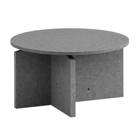 Rootz Modern Coffee Table - Round Table - Concrete Look - Space-Saving Design - 60cm x 60cm x 33cm
