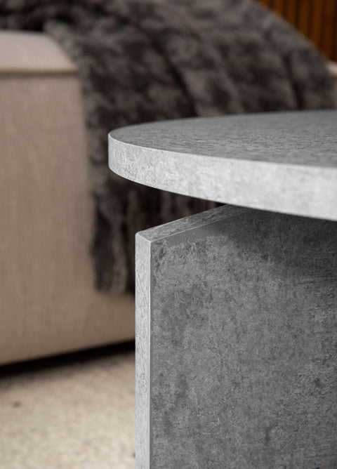 Rootz Modern Coffee Table - Round Table - Concrete Look - Space-Saving Design - 60cm x 60cm x 33cm