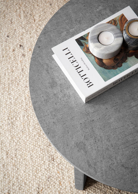 Rootz Modern Coffee Table - Round Table - Concrete Look - Space-Saving Design - 60cm x 60cm x 33cm