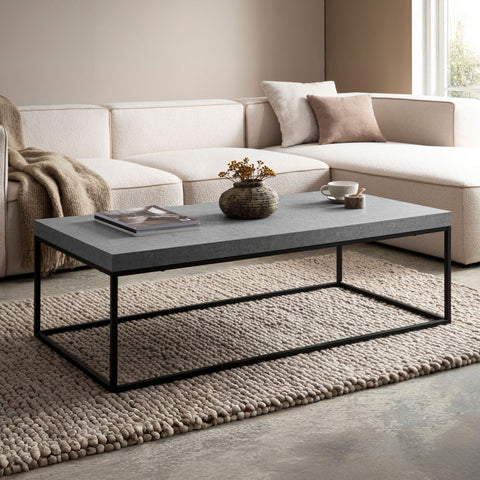 Rootz Modern Coffee Table - Contemporary Table - Large Table Top - Robust Metal Frame - 120cm x 60cm x 38cm - Anti-slip Pads