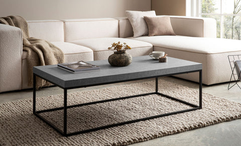 Rootz Modern Coffee Table - Contemporary Table - Large Table Top - Robust Metal Frame - 120cm x 60cm x 38cm - Anti-slip Pads