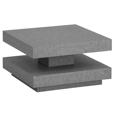 Rootz Square Coffee Table - Modern Center Table - Matt Concrete Design - Ample Storage - 60cm x 60cm x 34cm