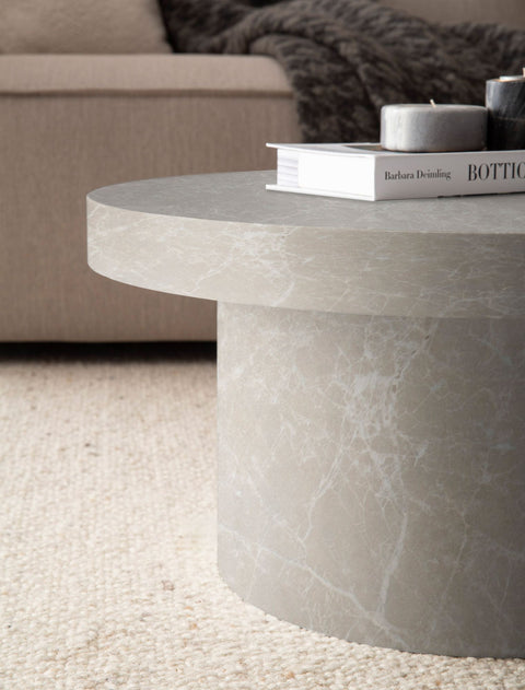 Rootz Modern Round Coffee Table - Accent Table - Living Room Table - Grey Look - Anti-slip - 60cm x 60cm x 30cm