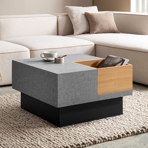 Rootz Square Coffee Table - Modern Coffee Table - Stylish Living Room Table - Ample Storage - 65cm x 65cm x 40cm
