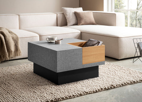 Rootz Square Coffee Table - Modern Coffee Table - Stylish Living Room Table - Ample Storage - 65cm x 65cm x 40cm