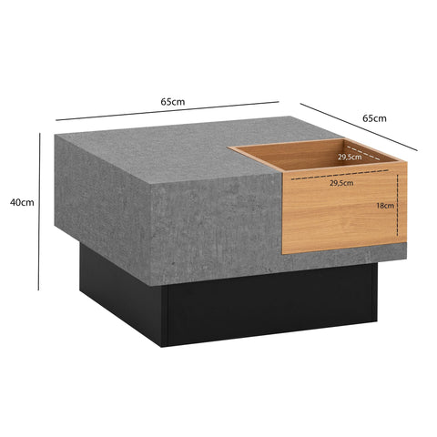 Rootz Square Coffee Table - Modern Coffee Table - Stylish Living Room Table - Ample Storage - 65cm x 65cm x 40cm