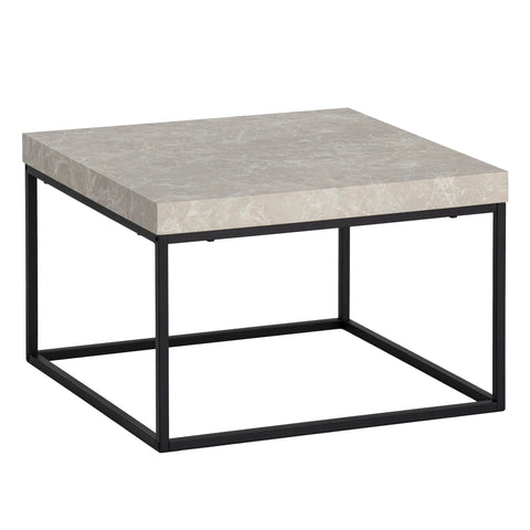 Rootz Modern Coffee Table - Accent Table - Living Room Table - Matte Stone Look Top - Anti-Slip Pads - 60cm x 60cm x 38cm