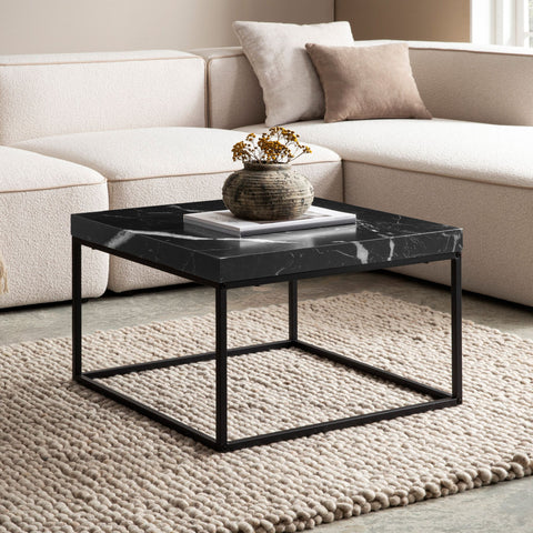 Rootz Modern Coffee Table - Contemporary Centerpiece - Stylish Living Room Table - Marble Look - 60cm x 60cm x 38cm