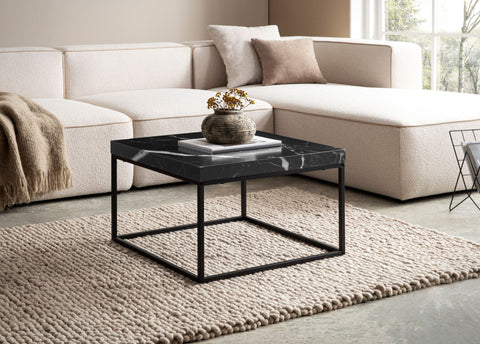 Rootz Modern Coffee Table - Contemporary Centerpiece - Stylish Living Room Table - Marble Look - 60cm x 60cm x 38cm