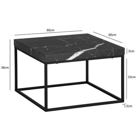 Rootz Modern Coffee Table - Contemporary Centerpiece - Stylish Living Room Table - Marble Look - 60cm x 60cm x 38cm