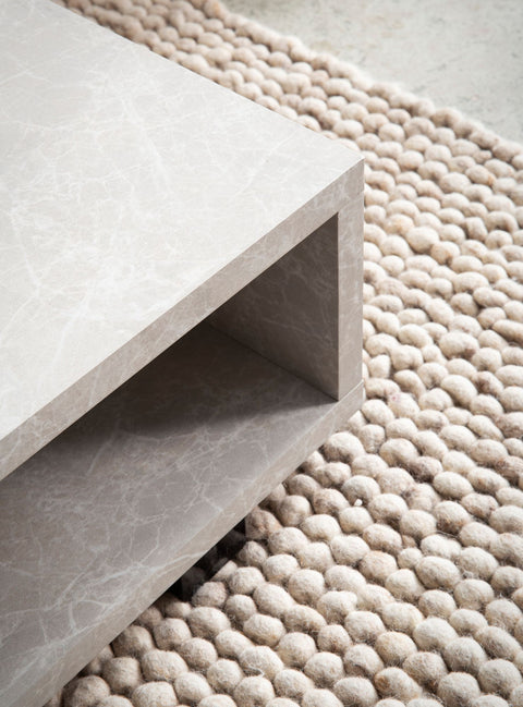 Rootz Modern Coffee Table - Matte Stone Look - Open Storage - Scratch-Proof Design - 100cm x 50cm x 25cm