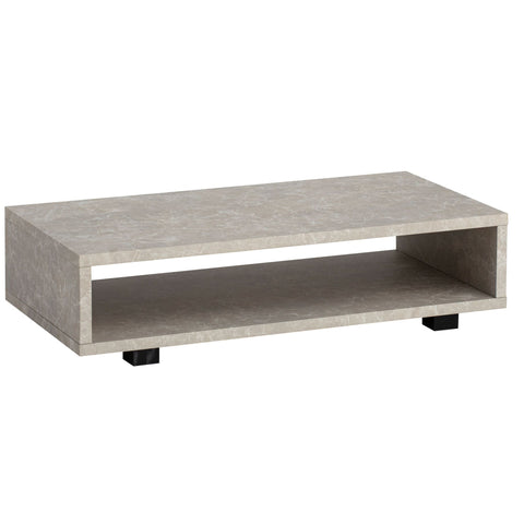 Rootz Modern Coffee Table - Matte Stone Look - Open Storage - Scratch-Proof Design - 100cm x 50cm x 25cm