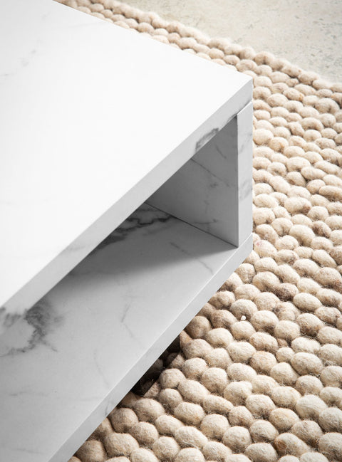 Rootz Modern Coffee Table - Marble Look - Large Table Top - Barrier-Free Storage - 100cm x 50cm x 25cm