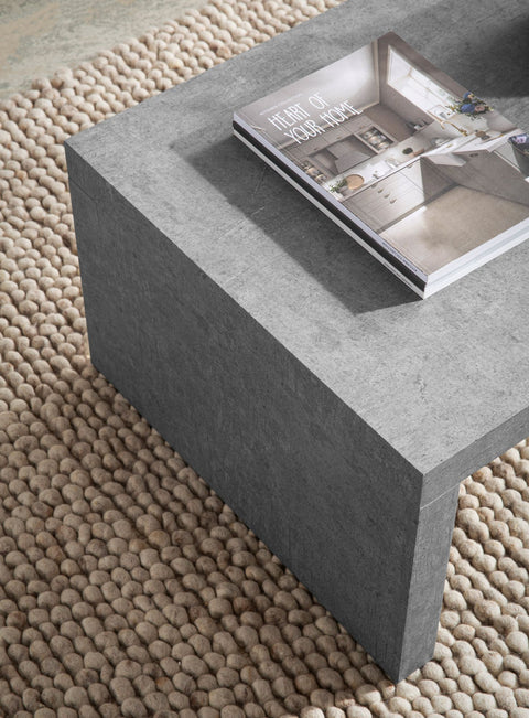 Rootz Coffee Table - Modern Concrete Look - Subtle U-Shape - Anti-Slip Protection - 110cm x 55cm x 35cm