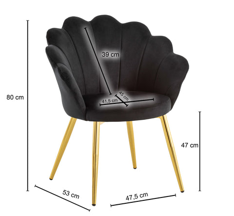 Rootz Modern Dining Chair - Scandinavian Chair - Stylish Seating - Velvet Comfort - 47.5cm x 80cm x 53cm