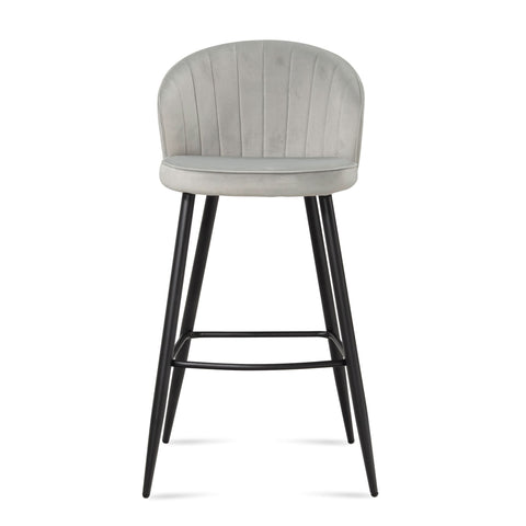 Rootz Scandinavian Design Bar Stools - Modern Stool - Velvet Seat - High Comfort - 56cm x 102.5cm x 52.5cm