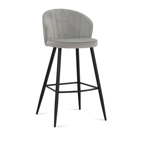 Rootz Scandinavian Design Bar Stools - Modern Stool - Velvet Seat - High Comfort - 56cm x 102.5cm x 52.5cm