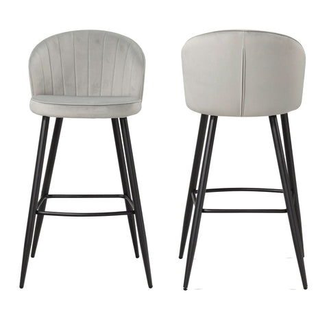 Rootz Scandinavian Design Bar Stools - Modern Stool - Velvet Seat - High Comfort - 56cm x 102.5cm x 52.5cm